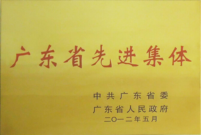 我司被授予“广东省先进整体”声誉称呼